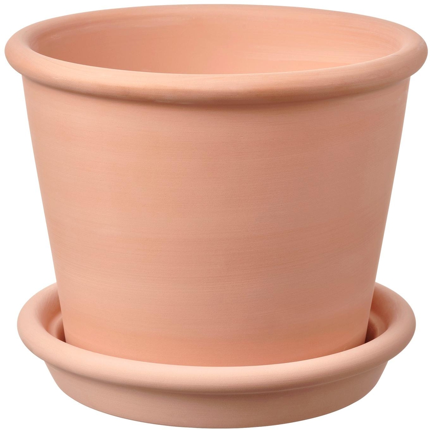 MUSKOTBLOMMA Plant pot with saucer - in/outdoor terracotta 15 cm