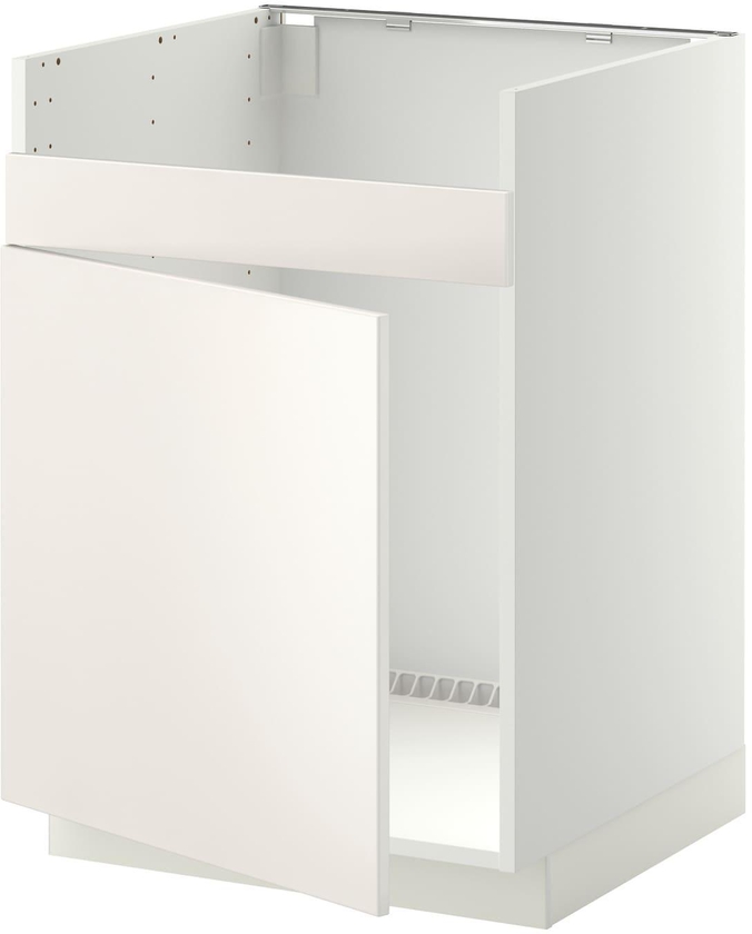 METOD خزانة قاعدة لحوض مفرد HAVSEN - أبيض/Veddinge أبيض ‎60x60 سم‏