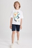 Defacto Boy Casual Oversize Fit Crew Neck Knitted Short Sleeve T-Shirt - White