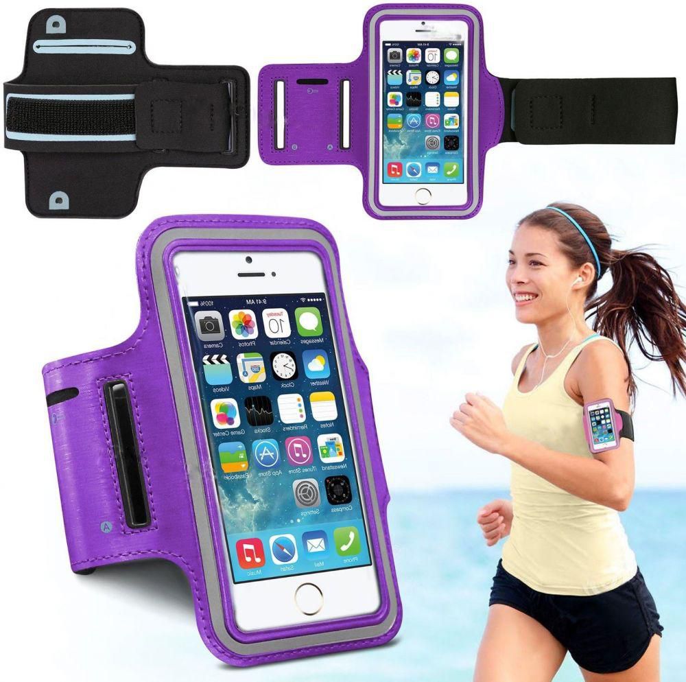 Sports Armband Case Holder for iPhone 6 Plus (5.5 Inch) Running Arm Band Strap - Purple