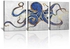 3 قطع أخطبوط جدار الفن اللوحة البحرية الأزرق الحيوان صورة طباعة على قماش المحيط الحياة ملصق للحمام غرفة نوم ديكور المنزل هدية سهلة للتعليق 12 بوصة × 16 بوصة × 3 قطع