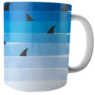 Printed Ceramic Coffee Mug Blue/White/Black Standard