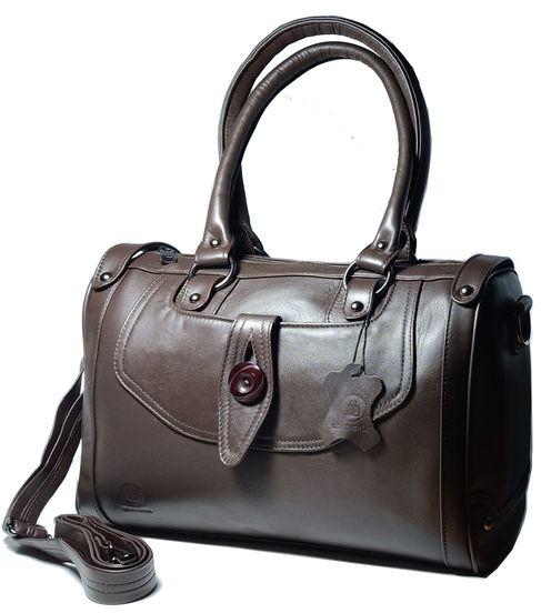 Leatheria Classic Genuine Leather Handbag For Women - Large Size - Dark Brown