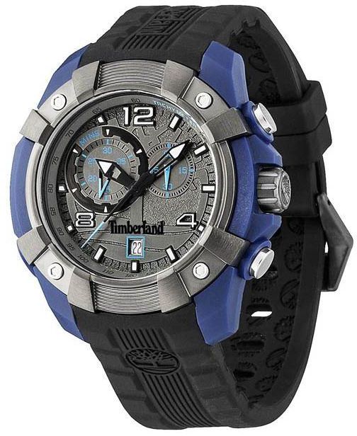Timberland TBL-13356JPBLU-61 Wheel Wright Blue Top Silicone Strap Mens Watch