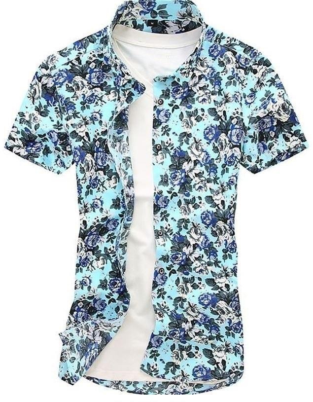 Kemeja Batik Men's Casual Summer Floral Shirt Code-10 - 7 Sizes
