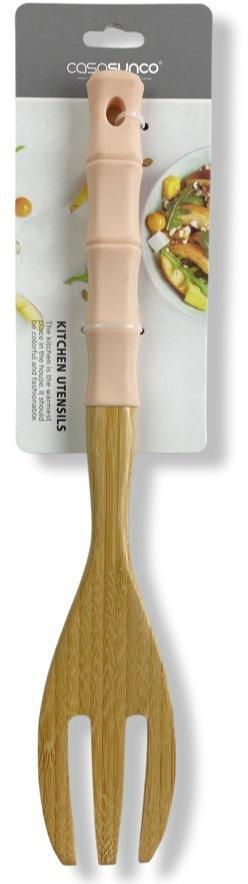 Casasunco Large Wooden Kitchen Fork With Silicone Handle, SK-3115