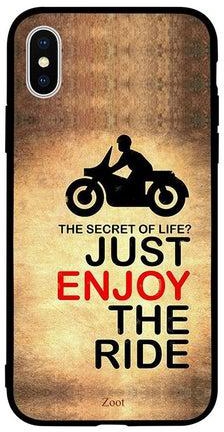 غطاء حماية واقٍ لهاتف أبل آيفون XS مطبوع عليه عبارة The Secret Of Life ? Just Enjoy The Ride