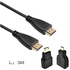 Generic 0.5M/1M/1.5M/2M/3M/5M/10M HDMI 3 In 1 Male To Male Gold-plating Adapter