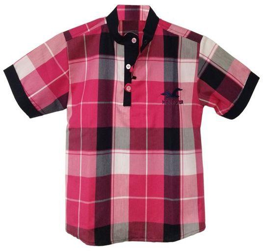 Love Boy Patterned Half Sleeves Shirt - Pink & Dark blue