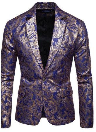 Printed Suit Royal Blue/Gold