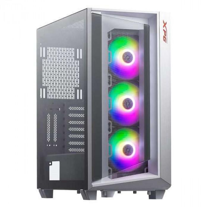 XPG | Computer Case | Cruiser Mid-Tower Aluminum Frame Tempered Glass Panel with Removable Dust Filter PC Case Includes 3 ARGB Fans White | CRUISERST-WHCWW