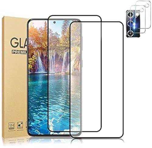 [2+2] Galaxy S20 FE Tempered Glass Screen Protector, with 2 Pack Camera Lens Protector, Support Fingerprint, 9H Hardness, HD Tempered Glass Film for Samsung Galaxy S20 FE