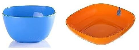 M-design eden plastic soup bowl (16cm) - microwave, dishwasher, food safe & bpa free (3, blue) + M-Design Eden Plastic Bowl (21cm) - Microwave, Dishwasher, Food Safe & BPA Free Orange