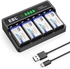 Ebl Intellicharger - LCD Battery Charger With 9V Li-ion Rechargeable Batteries 600mAh 4-Pack