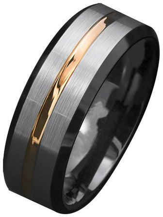 Fashion Men Matte Stripe Titanium Steel Band Ring Wedding Party Jewelry Gift