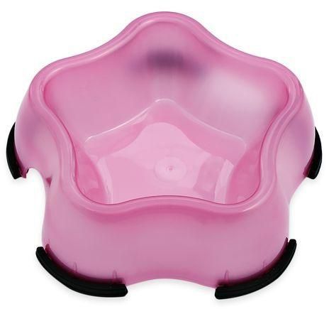 Generic Transparent Plastic Pet Dog Cat Water Food Bowl - Pink