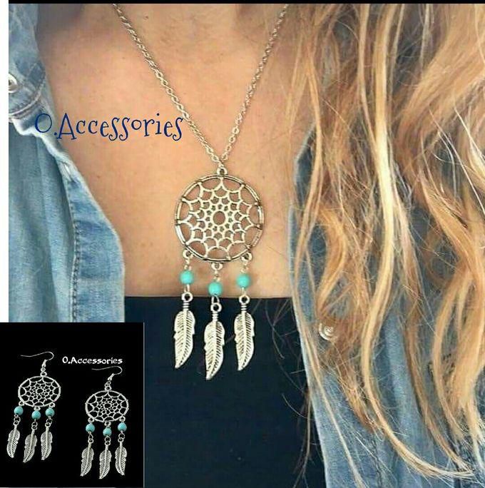 O Accessories Necklace Chain Dream Catcher + Earring_ Dream Catcher- Turquoise Blue