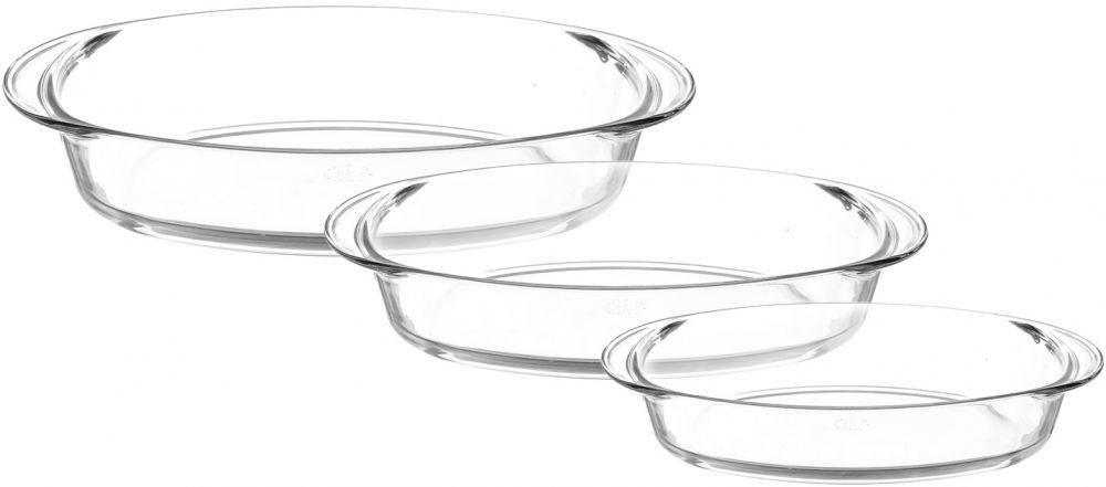 Duralex Glass Pyrex Oval Cookware, Set of 3 - Clear