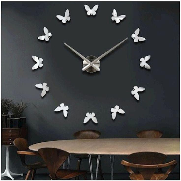 Butterfly Large DIY Quartz 3D Acrylic Sticker Wall Clock Multicolour