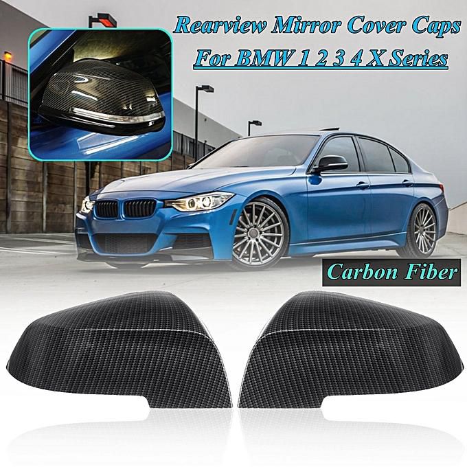 Generic Pair Carbon Fiber Rearview Mirror Cover Cap For BMW 1 2 3 4 X Series F30 F35 F20