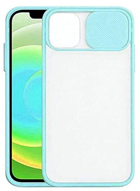 StraTG StraTG Clear and Turquoise Case with Sliding Camera Protector for iPhone 12 / 12 Pro - Stylish and Protective Smartphone Case