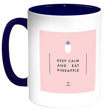 Keep Calm And Eat Pineapple Coffee Mug White/Blue