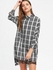 Lace Panel High Low Checked Shirt Dress