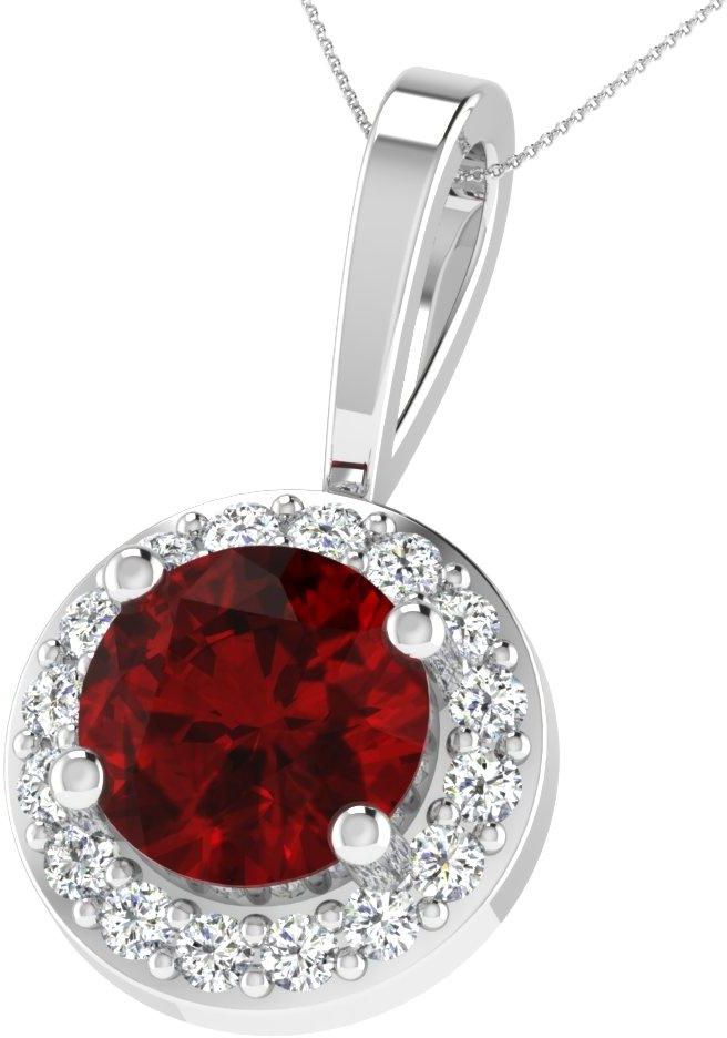 His & Her 0.06 Cts Diamonds & 0.4 Cts Ruby Round Shape Pendant in 925 Sterling Silver (GH Color, PK Clarity) with 16" Silver Chain