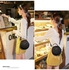 Fashion Small Round Geometrical Embroidery PU Leather Shoulder Handbag For Women