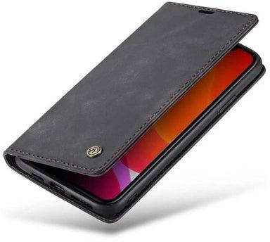 Genuine Leather Wallet Magnetic Flip Case Cover For Samsung Galaxy A73 5G Black