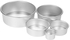 5Pcs Aluminum Alloy Round Cake Mould Chiffon Baking Pan Pudding Cheesecake Mold Set With Removable Bottom, Silver