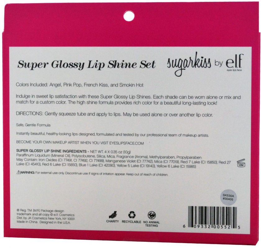 E.L.F. Cosmetics, Sugarkiss, Super Glossy Lip Shine Set, 4 Glosses, 10 g Each