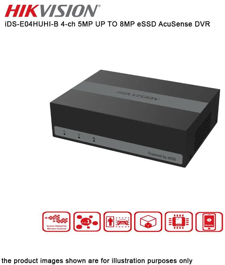 HIKVISION iDS-E04HUHI-B 4 MP 8MP eSSD AcuSense HDMI VGA CCTV DVR 1TB 2 Weeks