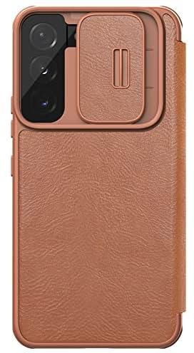 Nillkin qin pro leather flip cover for samsung galaxy s22+ - brown