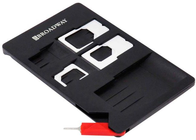 Broadway Travel 4 in 1 SIM SD Memory Card Holder / SIM Adapters / SIM Tray Opener / Phone Stand For Samsung HTC Sony Huawei LG Motorola