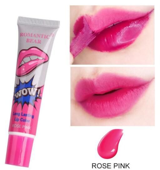 Romantic Bear Lip Stain Waterproof Long Lasting Lip Gloss(Rose Pink)