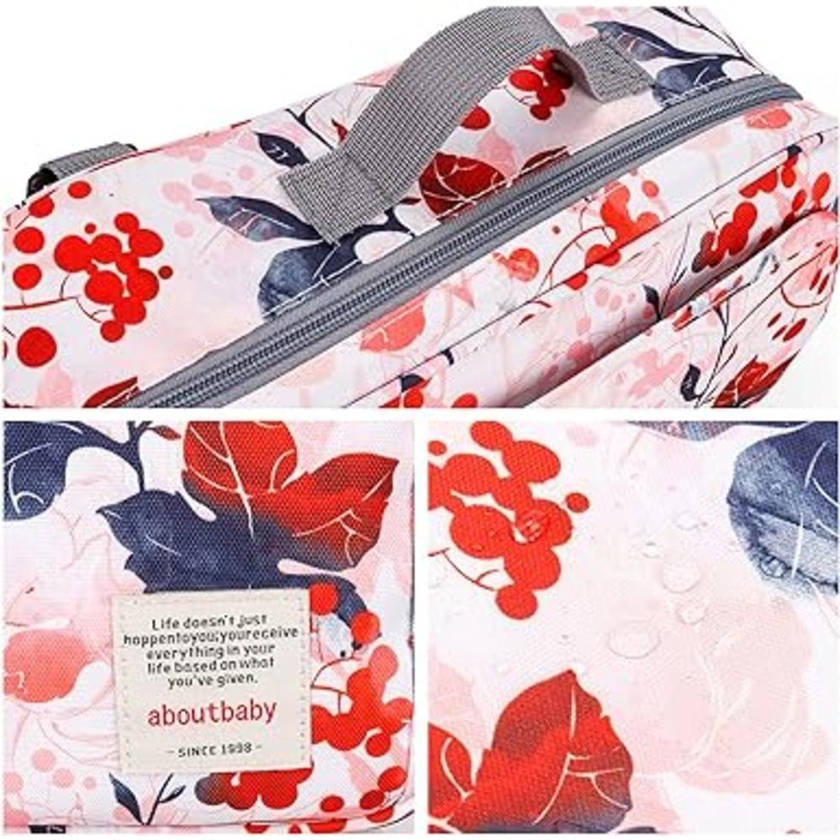 Little Story - Baby Diaper Changing Clutch Kit - Floral Pink- Babystore.ae