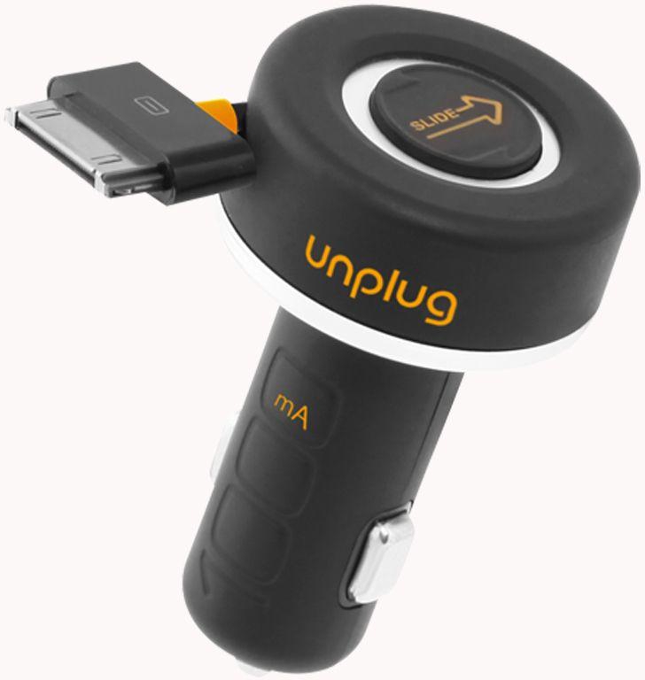 Unplug 5V 2A Superfast Retractable Car Charger for Apple 30 Pin devices ; iPhone 4, 4S, iPad 1, iPad 2, iPad 3
