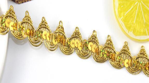1 Yard Gold Braided Band Sequined Lace Trims Cosplay Costumes