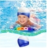 قبعة سباحة سيليكون ضد المياه للكبار والصغار، أبيض/أزرق