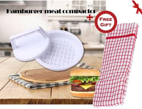 Generic Manual Hamburger Meat Compactor Kitchen Plastic Burger Press Maker Mold - White (+ Free Gift Hand Towel).