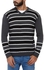 Andora Stripes Pullover V-Neck - Black