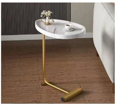 Simple And Elegant Side Table Concave Tray Design Side Table With Golden Pole-White