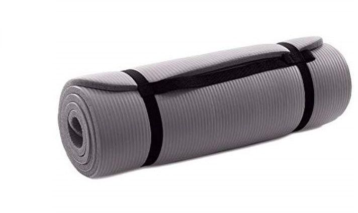 Fitness Mat With Carry Strap - 10 Mm - Grey