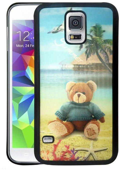 3D soft back cover for Samsung Galaxy S5 i9600 ‫(With Screen Protector) The Teddy Bear