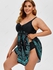 Plus Size & Curve Paisley Handkerchief Padded Modest Tankini  Swimsuit - 5x