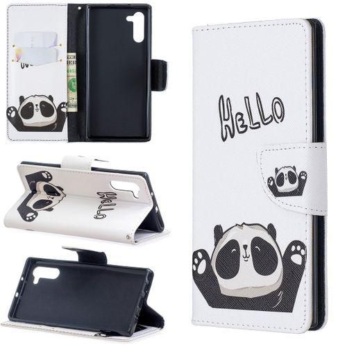 Colored Drawing Pattern Horizontal Flip Leather Case For Galaxy Note10(Hello Panda)