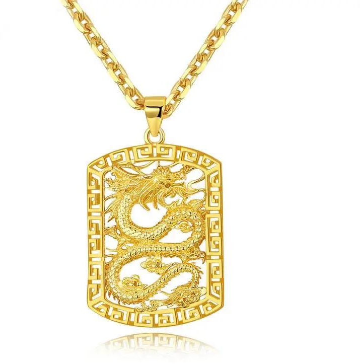 Plated 18K gold Pendant Domineering Atmospheric boss Dragon tag necklace Pendant jewelry