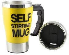 lazy self stirring mug yellow color