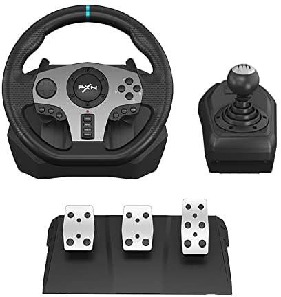 PC Steering Wheel, PXN V9 Universal Usb Car Sim 270/900 degree Race Steering Wheel with 3-pedal Pedals And Shifter Bundle for Xbox One,Xbox Series X/S,PS4, PS3, Nintendo Switch